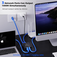 Adaptor Pembagi Jaringan FYX 1000Mbps RJ45 1 ke 2, 1 ke 3, 1 ke 4, Kabel Ekstensi Port LAN Ethernet