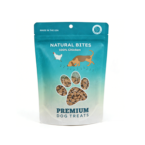 <span class=keywords><strong>Bolsa</strong></span> Sellada de Premios para Perros y Gatos, Pechuga de Pollo y Hígado de Res Liofilizados, Plástico PE Biodegradable, Acabado Mate, Ventana Transparente - Product Image 1