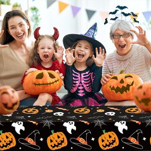 Nappe rectangulaire en plastique effet toile d'araignée 54" x 108" Grande taille pour Halloween, décoration de table pour la maison et les fêtes - Product Image 6