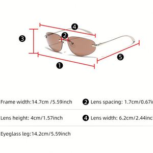 Lunettes de soleil œil-de-chat sans monture en alliage, personnalisables avec logo, nouvelle collection 2025, protection UV400, style Y2K, pour femmes et hommes - Product Image 5
