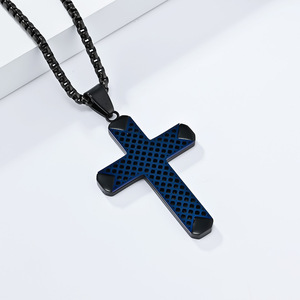 Cross-border best-selling accessory, yunnique style, minimalist two-tone cross <b>titanium</b> steel necklace for men, nic - Product Image 3