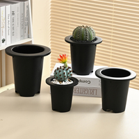 Pots de fleurs en plastique de cactus pour pot de plantes à feuilles persistantes d'intérieur et d'extérieur avec noir et blanc