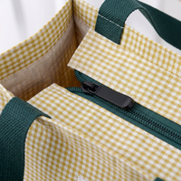Sac fourre-tout imperméable à carreaux et fleurs, capacité moyenne, doublure TC, taille personnalisée, pour les trajets quotidiens, sac à lunch, usage quotidien
