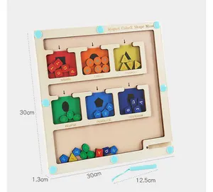 New Design Magnet Color & Shape Maze Wooden Magnet Board Puzzles Toddler Activities Counting Matching Games