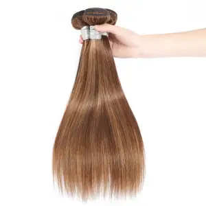 Fabrika fiyat vurgulamak vizon perulu saç demetleri renkli saç uzatma #4/27 kahverengi karışık renk düz insan saçı demetleri
