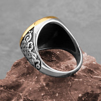 Bague Viking Valknut en acier inoxydable plaqué or à nœud celtique vintage, bijoux nordiques vintage pour homme - Cadeau de fête