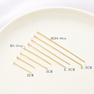 Alfileres en forma de T con cabeza plana, chapados en oro de 16K, de hierro, para conectar cuentas, para la fabricación de joyería hecha a mano. - Product Image 2
