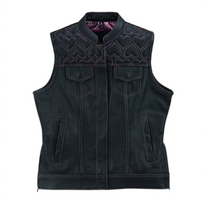 Gilet décontracté coupe-vent en cuir véritable noir pour homme, col montant, style motard, poche avant, sans manches, vêtement d'extérieur d'hiver - Product Image 3