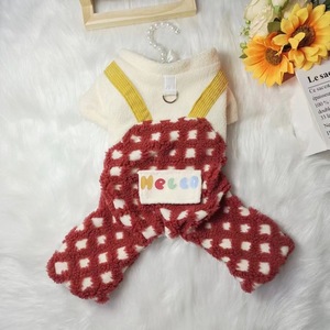 Beautiful Pets Pet Dog <b>Winter</b> <b>Overalls</b> Red Checkered Fleece Clothing For Small Dogs Teddy Panda Schnauzer Pomeranian - Product Image 1