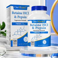 OneBotanical Faible MOQ 120 Capsules Bétaïne HCl Pepsine 790mg Soutien Digestif Antioxydant Endurance Sportive Complément pour Femmes et Hommes