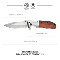 Vente en gros 3Cr13 acier inoxydable gravé manche en bois extérieur EDC Camping couteau de poche pliant pour cadeau