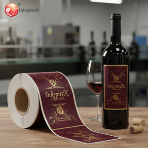 Personalizado Navidad <span class=keywords><strong>rojo</strong></span> oro impermeable botella de vino Pegatina autoadhesiva UV impreso árbol copo de nieve para vino - Product Image 2