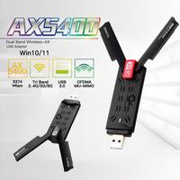 Adaptador USB 3.0 WiFi 6E, Dongle Wifi AX5400, Sin Controladores, Triple Banda, Conexión Simultánea, Plug&Play, RTL8832CU, Adaptador de Red Inalámbrica