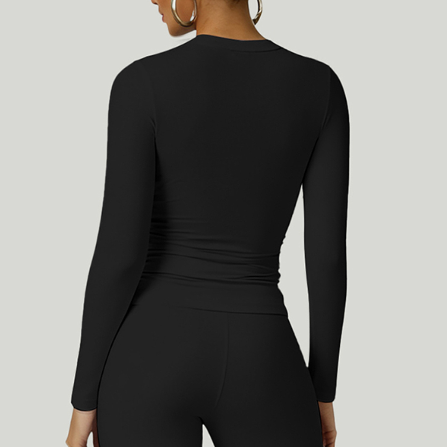 Women's Long Sleeve Compression Shirts Spandex/Nylon 220g Quick Dry Breathable Crew Neck Running Tops Athletic Hiking Yoga