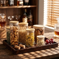 Pot en verre de qualité alimentaire au design classique, étanche à l'humidité, avec couvercle, pour le stockage du thé et des céréales dans la cuisine, pour la maison ou les cadeaux