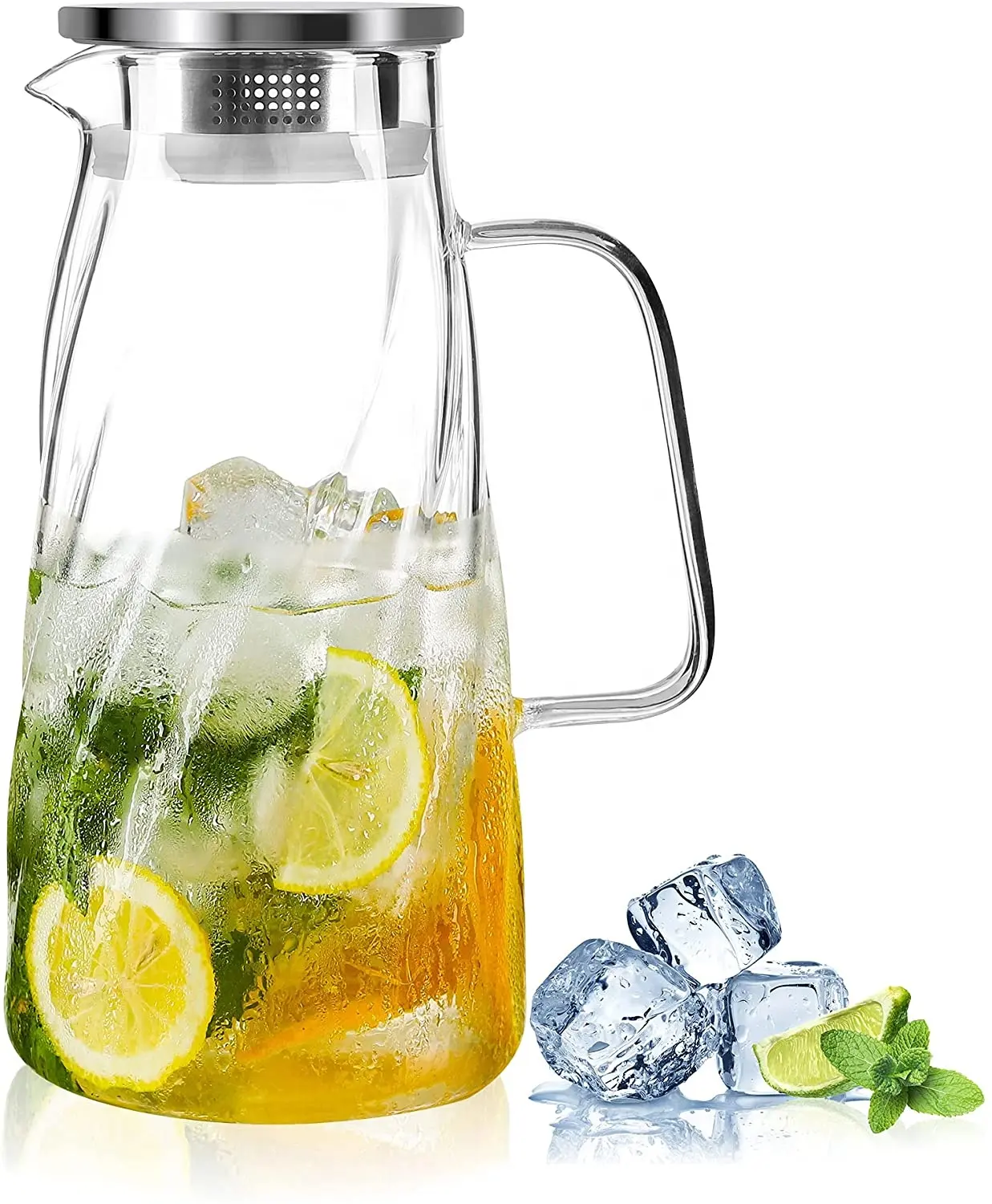 Water Glass Carafe Water Pitcher with Lid for Fridge Iced Tea Pitcher 57 OZ Glass Water Pitcher Jug Sets Glass Carafe Juice Jug