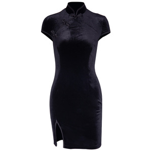 2024 nouveau noir chinois vêtements femmes Costume filles traditionnel Qipao Cheongsam classique dame robe - Product Image 5