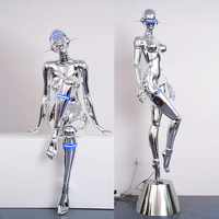 Statue d'action de robot léger en fibre de verre de taille réelle pour femmes sculptures pour Club Bar décoration intérieure Collection de cadeaux créatifs
