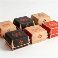 ODM Benutzerdefiniertes Logo Robuste Faltbare Umweltfreundliche Einweg-Burger-Box Vierfarbdruck Kraftpapier Takeaway-Box Großhandel
