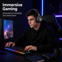 Nouveaux écouteurs de jeu supra-auriculaires ANC Bluetooth 5.4 2026, casque à faible latence avec micro, haut-parleur 40 mm Type-C, oreillettes magnétiques