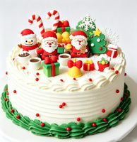 Ensemble de décorations de gâteau de Noël en plastique : figurines Père Noël, bonhomme de neige, sapin, boîte cadeau, chaussette – Fournitures de fête de Noël pour adolescents