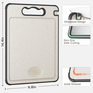 Planche à découper double face en paille de blé avec aiguiseur intégré, en acier inoxydable, pour viande et décongélation - Product Image 5