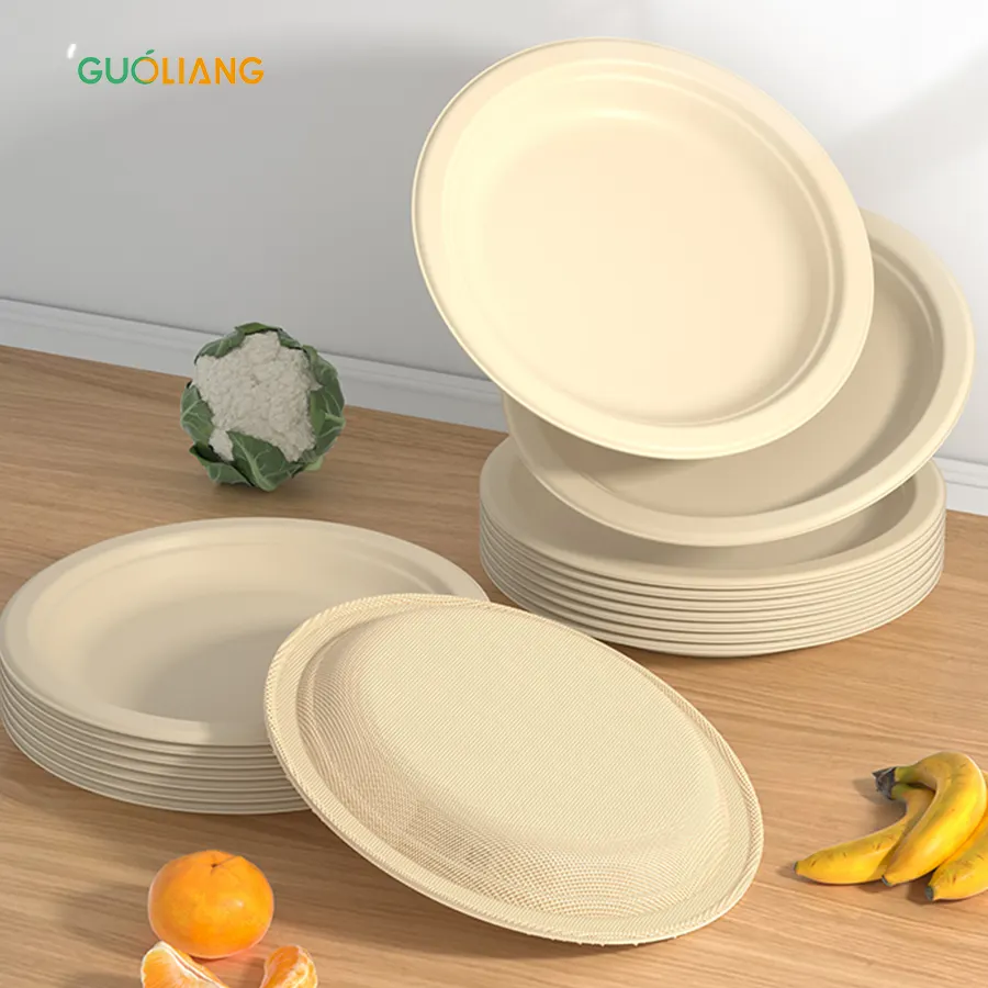 Free Sample High Quality Compostable Biodegradable Disposable Restaurant Plates Dishes Paper Plates