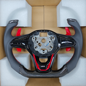 พวงมาลัยแอกครึ่งรอบคาร์บอนไฟเบอร์สำหรับ VW <span class=keywords><strong>Volkswagen</strong></span> Golf 8 R 5 6 7 MK8 MK6 MK7 7R 8R GTI POLO Passat B8 - Product Image 2