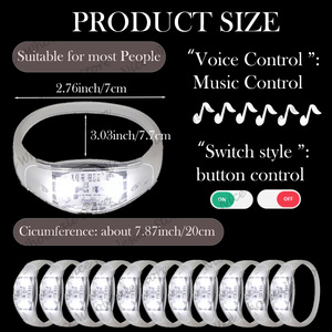 Pulseras Luminosas Jumon con Luces LED Intermitentes Activadas por Sonido para Niños, Artículos de Fiesta para Bodas - Product Image 2