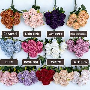 Fleurs artificielles en soie gaufrée style européen, roses princesse à 7 branches, pour arrangements floraux <span class=keywords><strong>de</strong></span> mariage, banquets, hôtels et fêtes à domicile - Product Image 2