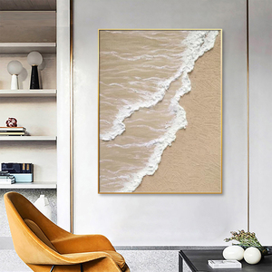 Main <span class=keywords><strong>Peinture</strong></span> À L'huile <span class=keywords><strong>Beige</strong></span> <span class=keywords><strong>Plage</strong></span> Texture <span class=keywords><strong>Peinture</strong></span> Blanc Océan Vagues Impasto Art Mural Moderne Minimaliste Maison Mur Décor - Product Image 5