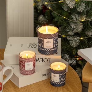 Bougie de Noël de marque privée OEM Pot en verre dépoli de 7.5oz avec couvercles en bois Gravé au <span class=keywords><strong>laser</strong></span> pour bougies à effet lumineux - Product Image 3