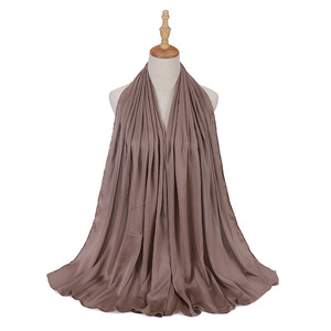 Neue 39 Farben 70*175cm Einfarbiger Krepp Malaysia Hochglanz-Seidenschal Islamischer Schal Kopfbedeckung Weicher Langer Muslimischer Hijab - Product Image 5