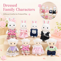 Lot de 8 figurines d'animaux floqués pour maison de poupée, lapins et moutons, jeu d'imitation, vente en gros OEM