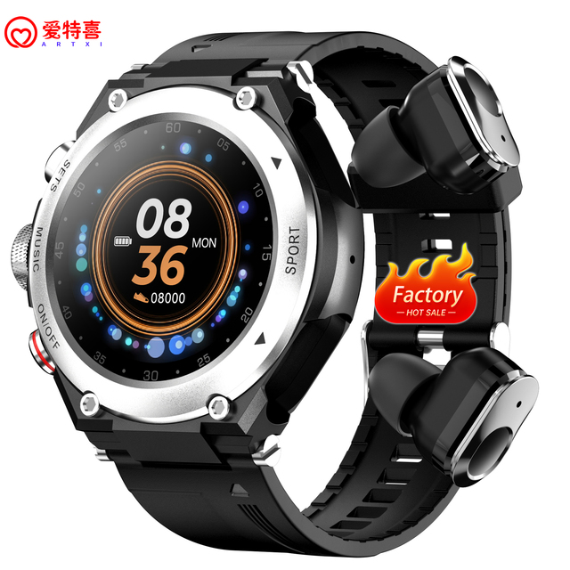 2023 Trend T92 Smart Watch Earbuds TWS with Heart Rate Monitor Magnetic Charging Waterproof IP67