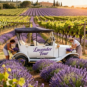 Réplique de <span class=keywords><strong>voiture</strong></span> électrique modèle T, véhicule de tourisme classique vintage pour les champs de lavande - Product Image 5