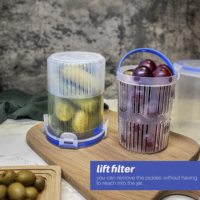 Pot à cornichons Récipient à cornichons de 24 oz avec passoire Porte-cornichons Keeper Lifter Flip Jar avec étanche et couvercle verrouillé