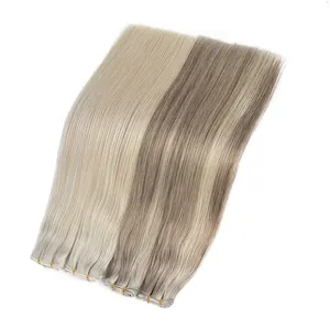 Russische Dunne Onzichtbare Geniale Inslag Hair Extensions 12a Dubbel Getrokken Maagdelijk Genie Inslag Human Hair Extensions