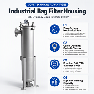 <span class=keywords><strong>Filtre</strong></span> <span class=keywords><strong>à</strong></span> sac industriel personnalisé en acier inoxydable 304/316 pour l'industrie alimentaire et chimique, débit de 40 m3/h, <span class=keywords><strong>filtre</strong></span> <span class=keywords><strong>à</strong></span> sac simple - Product Image 4