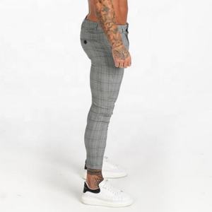 Pantalon chino skinny gris pour homme, taille haute, design à carreaux, pantalon décontracté avec super stretch, taille plus, fournisseur OEM - Product Image 6