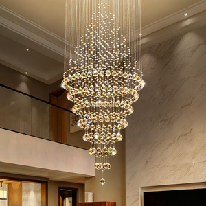 Lustre de Cristal Luxuoso LED para Escadaria de Villa, <span class=keywords><strong>Chandelier</strong></span> Longo Suspenso em Aço Inoxidável para Sala de Estar Duplex - Product Image 5