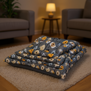 Set di Quattro Tappetini per Cani con Fondo Antiscivolo Quadrato e Motivo, Eleganti Lettini per Animali Domestici - Product Image 3