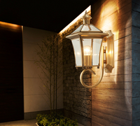 Lampes murales extérieures LED en cuivre de style européen avec commande tactile, étanches pour couloir, cour et balcon