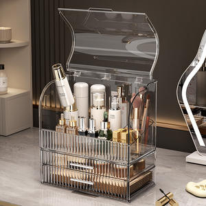 Caja de almacenamiento de cosméticos transparente con cajones, organizador de escritorio de gran capacidad para productos de maquillaje, cuidado de la piel y mascarillas faciales - Product Image 2