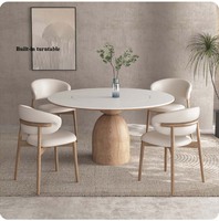 Table à Manger Ronde Style Crème Bois de Designer d'Intérieur Combinaison Nordique en Bois Massif Pure et Chaise Planche de Roche