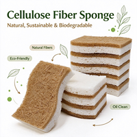 Lot de 12 éponges de cuisine biodégradables de 2 cm, en cellulose naturelle, compostables, éponges à récurer en noix de coco et en noix, écologiques pour la cuisine et le bain