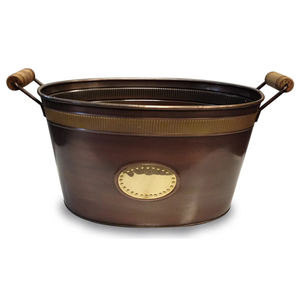 Grand seau en fer de couleur bronze avec manche en bois pour bar et restaurants à domicile seau à bière en fer en métal à vendre - Product Image 1