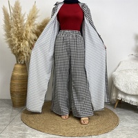 6674 #   Ensemble Abaya 2 pièces, dernière collection, satin, boutons, Abaya et pantalon avec poches, 3 motifs différents, 10 couleurs