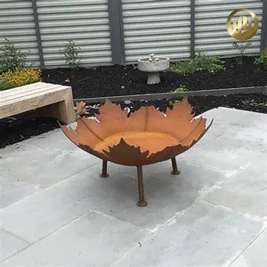 Venda quente novo design moderno e característico fogueira enferrujada em aço Corten queima de madeira