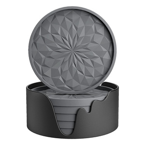 Posavasos <span class=keywords><strong>de</strong></span> Silicona, Juego <span class=keywords><strong>de</strong></span> 6 Piezas con Base, <span class=keywords><strong>para</strong></span> Vasos <span class=keywords><strong>de</strong></span> Bebidas y Vino, Diseño <span class=keywords><strong>de</strong></span> Rombo Antideslizante y Grueso, Bandeja Antiadherente - Product Image 5
